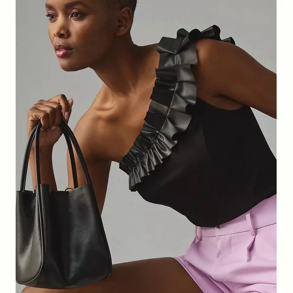 Anthropologie THE HOLLACE TOTE MINI EDITION Classic Black New - Picture 2 of 6